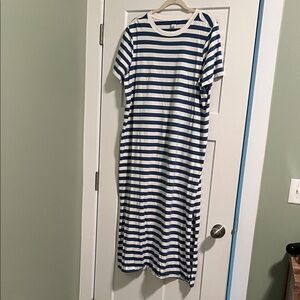 Old Navy Blue and White Striped Maxi Dress